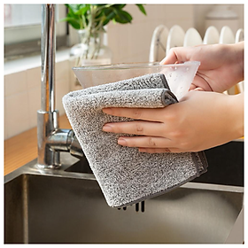 Set khăn lau chén đĩa hình vuông bằng sợi than tre GD559-KhanV25