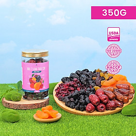 Mix 7 Loại Trái Cây Sấy ( Táo đỏ, Chà là nguyên cành, Nho khô, Dâu Tây, Nam Việt Quất, Mơ sấy, Mận khô )