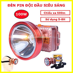 Đèn pin đội đầu 1 bóng siêu sáng chiếu xa 500m, công suât 100W, chống thấm nước IPX6, đèn đeo trán