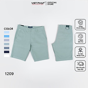 Quần Short Kaki Cao Cấp VIỆT PHÁP/ Form basic/ thêu logo sườn, chất liệu dệt cotton mềm mịn hút mồ hôi, không phai màu 1209