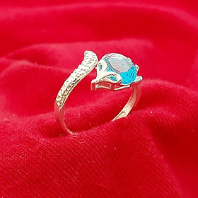 Nhẫn nữ  Hồ Ly Bạc Quang Thản, nhẫn Hồ Ly nữ free size chất liệu bạc ta không xi mạ có nhiều màu đá lựa chọn – QTNU58