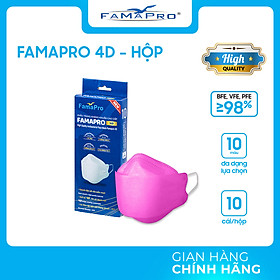 [HỘP - FAMAPRO 4D] - Khẩu trang y tế kháng khuẩn cao cấp Famapro 4D tiêu chuẩn KF94 (10 cái/ hộp)