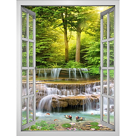 Mua Decal cửa sổ cảnh thiên nhiên thác nước đẹp VT0404-D