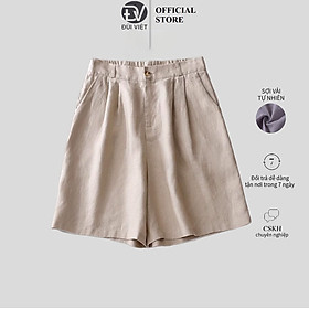 Quần đùi ống rộng linen premium cao cấp, cạp thun ngang eo - Linen Short Đũi Việt Dv21