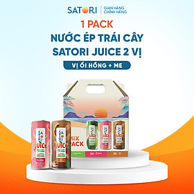 Pack 2 vị nước ép trái cây Satori Juice Ổi + Me - 250ml (pack/ 6 lon)