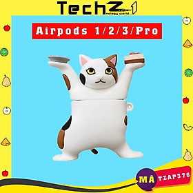 Bao Case cho Airpods 1/2/3/Pro Mèo Tam Thể cực chất - Mã TZAP376