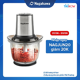 Máy xay thịt 2 lưỡi dao kép cối thủy tinh Nagakawa NAG0812 (400W - 1.5 Lít) - Hàng Chính Hãng
