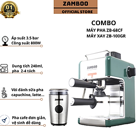 Mua Combo máy pha cà phê Espresso Zamboo ZB-68CF + máy xay Zb-100g - hàng chính hãng