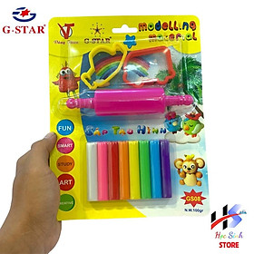 Đất nặn tạo hình 8 màu G-star GS08 có khuôn tạo hình và cây lăn an toàn cho trẻ