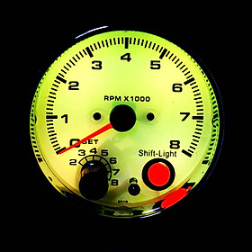 3.75" White Face Tachometer Gauge with Shift Light for Auto Car 95mm