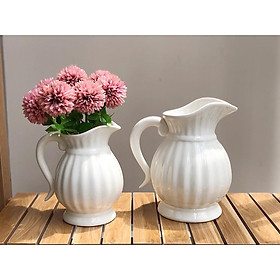 Mua Bình cắm hoa - lọ hoa dáng mỏ vịt - bình sữa tay cầm men kem gốm sứ Bát Tràng