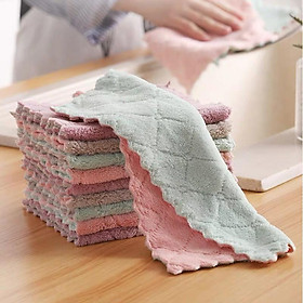 Khăn Lau 2 Mặt Thấm Hút Nước Đa Năng Chất Liệu Microfiber Kích Thước 15*25cm