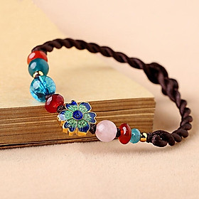 Vòng Tay Nữ Chuỗi Hạt Thạch Anh Hồng, Mã Não, Lưu Ly Và Hợp Kim Tráng Men