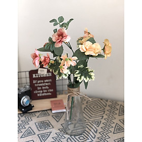 Set bình thủy tinh cuốn dây thừng và hoa lụa cao cấp trang trí nhà cửa góc làm việc bàn học xinh xắn đơn giản tinh tế giá rẻ trang trí nhà mùa xuân hè thu đông trang trí bàn cafe an toàn cho người sử dụng