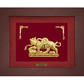 Mua Tranh Vàng 24K PRIMA ART - Hổ Tiền tài Phú Quý - Size 18 x 20 cm - CGS-0515-38