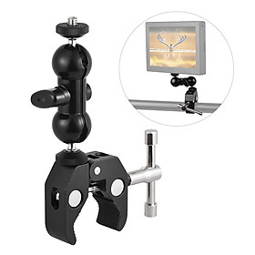Dual Ballhead Arm Super Clamp Mount Multi-functional Double Ball Adapter for DSLR Camera Monitor LED Video Light