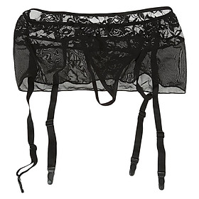 Sexy Women's Mesh Lace Flower Garter Suspenders Belts Lingerie Underwear Black