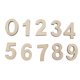 50x Wooden Arabic Numerals Shape 0-9 Numerics Numbers Ornaments Craft Decor