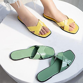 Dép nữ đế bệt quai chéo 4 màu thời trang Erosska - DE001