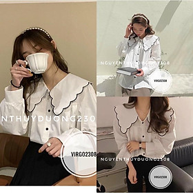 Áo sơmi viền cổ lượn sóng Ulzzang