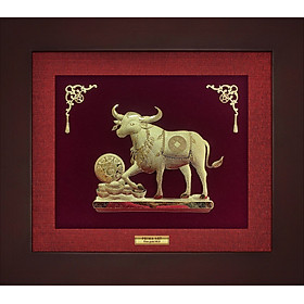 Mua Tranh Vàng 24K PRIMA ART - Linh Vật Trâu Tài Lộc Phú Quý - Kích Thước 18 x 20 cm - CGS-0845-01