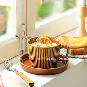 Mua Cốc Sứ Uống Cà Phê & Trà Phong Cách Bắc Âu Retro Kẻ Sọc Dọc Vintage