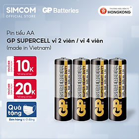 Pin tiểu GP Supercell AA 1.5V (2 viên) dùng trong chuột máy tính,điều khiển quạt,điều khiển tivi,đồng hồ treo tường,đồ chơi điện tử trẻ em