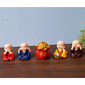 Mua Bộ 04 chú tiểu Tứ Không đeo chuỗi kèm túi tiền đỏ chữ Phát