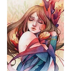 Mua Bộ tranh đính đá hình cô gái độc đáo kích thước 30x40cm trang trí nhà cửa - 4