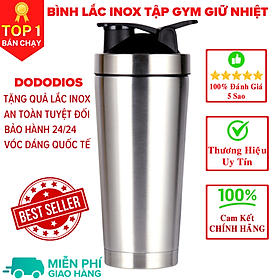 Hình ảnh sách [Loại Cao Cấp - Giữ Nhiệt - Inox 304] bình lắc gym, bình lắc shaker, bình nước thể thao inox giữ nhiệt + kèm quả lắc Lò Xo - Hàng chính hãng DoDoDios