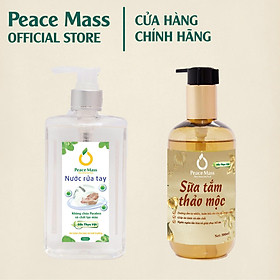 Combo Sản Phẩm Gốc Thực Vật STC1 Peace Mass - Sữa Tắm Thảo Mộc 300ml + Nước Rửa Tay 340ml