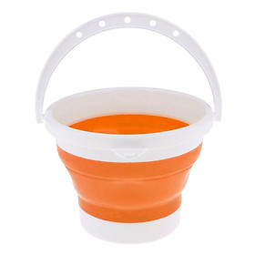 Camping Folding Collapsible Silicone Water Bucket Outdoor Barrel Basin - Orange