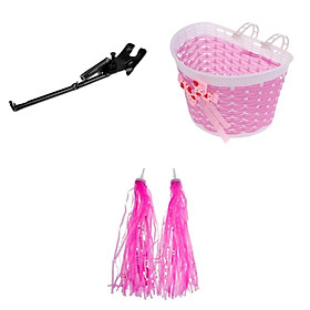 Bike Streamers Handlebar Grip Tassels +Bicycle Front Basket + Kickstand Rear