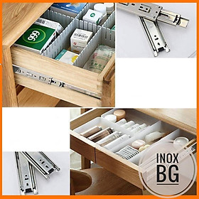 Bộ 2 Thanh ray trượt 3 tầng INOX ngăn kéo tủ cho thợ làm tủ, đóng tủ