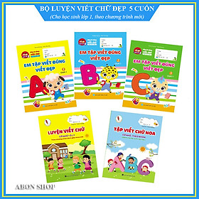 [Download Sách] Bộ vở Luyện viết chữ đẹp cho học sinh lớp 1 và chuẩn bị vào lớp 1 - Theo chương trình mới nhất - Gồm 5 cuốn, tặng kèm 1 bút chì hoạt hình