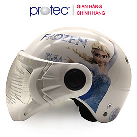 Mũ Bảo Hiểm Trẻ Em 12 Đầu Có Kính  Protec Kitty, họa tiết nữ hoàng băng giá Frozen thời trang, an toàn, chất lượng - Trắng - M