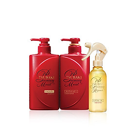Bộ Ba Dưỡng Tóc Bóng Mượt Tsubaki Gội Xả (490ml/chai) + Xịt Dưỡng Tóc 220ml-95244