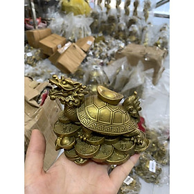 Long quy rùa đầu rồng cõng thỏi vàng bằng đồng nặng 500g