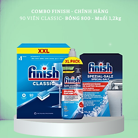 Combo 100 viên rửa bát Finish + 1.5kg Muối rửa chén finish + Nước bóng Finish 750ml (Nk Đức)