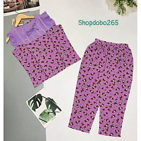 Đồ bộ nữ,đồ ngủ mặc nhà lửng 9 tấc vải lụa phối tằm ý thời trang BL 73 hoạ tiết hoa nhí dễ thương size 47-60kg.