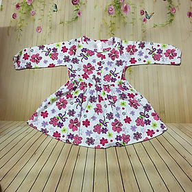 Váy đầm dài tay cho bé gái size 1-7 chất cotton (Giao màu ngẫu nhiên)