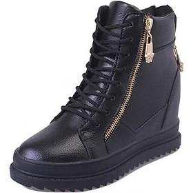 Giày boot nữ cổ cao đế độn cá tính 042BD (Đen)