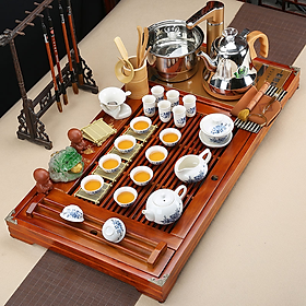 Mua Bàn trà điện thông minh - Bàn màu vàng  bộ bếp điện tự động đầy đủ ấm chén bảo hành đổi mới 12 tháng- Hoa Mẫu Đơn