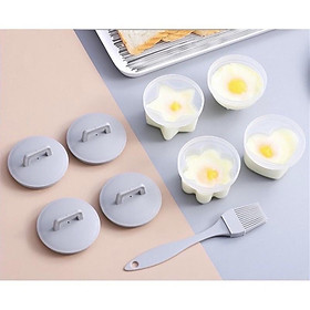Mua Khuôn Hấp Trứng  Làm Bánh Cho Bé (bộ 4 khuôn nhựa kèm chổi silicon quét dầu)