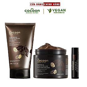 Bộ 3 Cà phê Đắk Lắk tẩy da chết Cocoon Cơ thể 200ml + Da mặt 150ml + Son