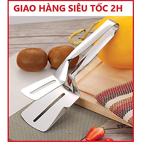 Kẹp Gắp Nóng Thức Ăn Bản To (Tặng Kèm Khăn Lau Bếp Đa Năng) - Kẹp Gắp, Lật Thịt Nướng, Đồ Chiên Rán Inox Đa Năng