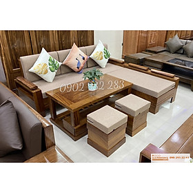 Mua Bộ bàn ghế phòng khách salon gỗ hương 5 món có nệm 2m x 1m80