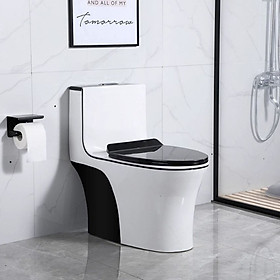 Mua Bồn cầu 1 khối màu trắng nắp đen thiết kế thanh lịch  kiểu dáng cao ráo  bệ ngồi thoải mái