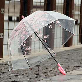 Cherry Blossoms Transparent Umbrella Clear Bubble Umbrella for Girls or Women Dome Umbrella Windproof for Outdoor Parties Picnics Travel Weddings