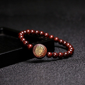 VÒNG TAY CHUỖI HẠT GỖ MẶT HOA SEN CHẠM KHẮC